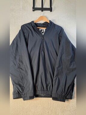 FootJoy DryJoys Black 1/4 Zip Pullover Windbreaker Golf Lightweight Mens L